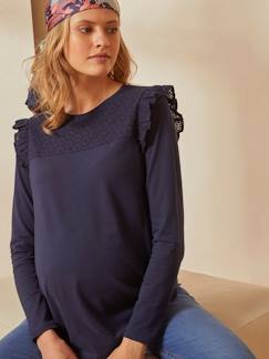 Umstandsmode-Umstandsshirts-Shirt für Schwangerschaft & Stillzeit, Lochstickereien Oeko-Tex