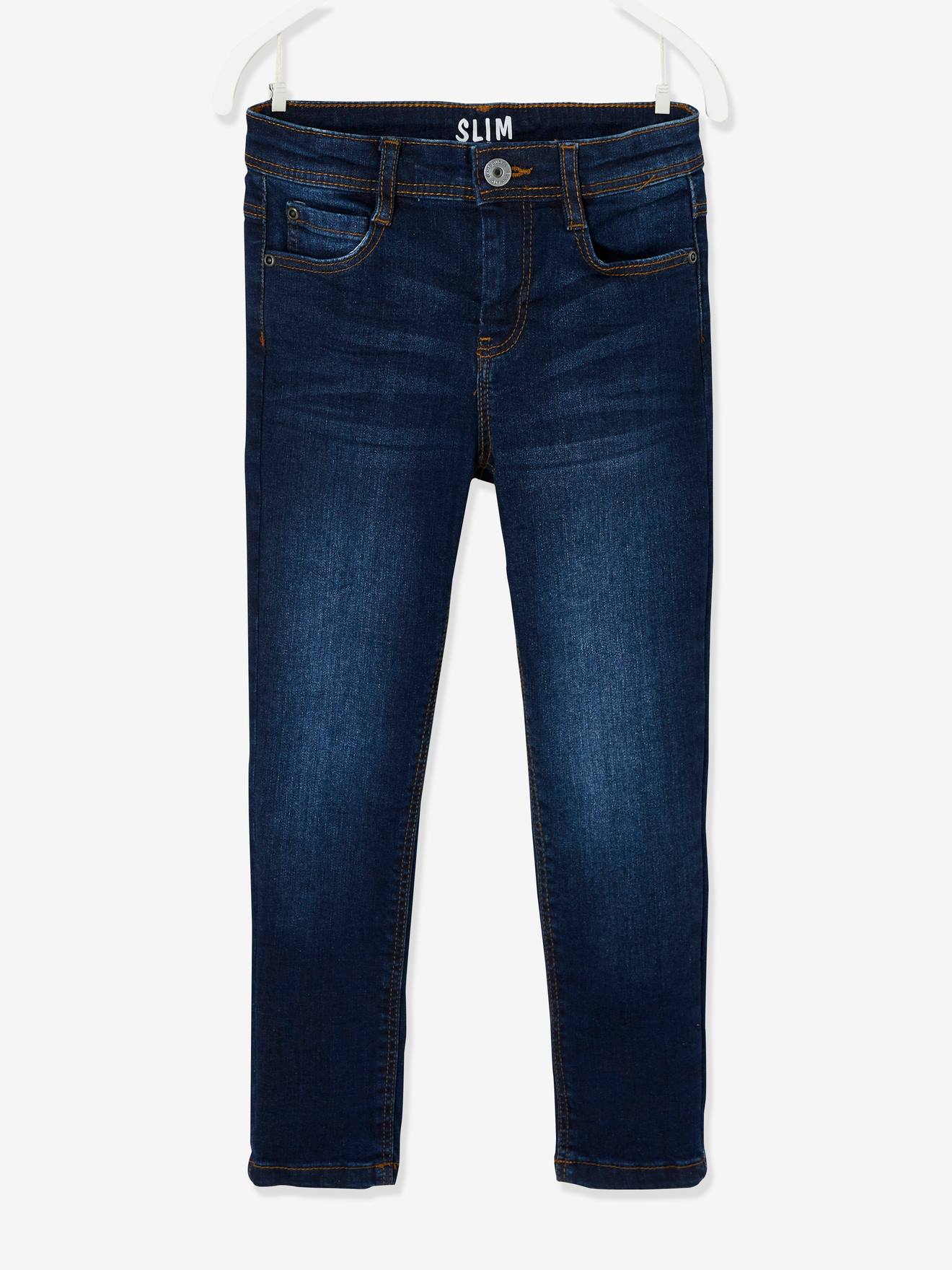 Jungen Slim-Fit-Jeans WATERLESS, Hüftweite COMFORT, Bundweite verstellbar dark blue Gr. 116 von vertbaudet