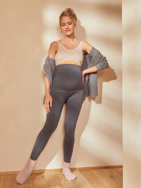 Nahtlose Leggings für die Schwangerschaft Oeko Tex® - grau+schwarz - 1