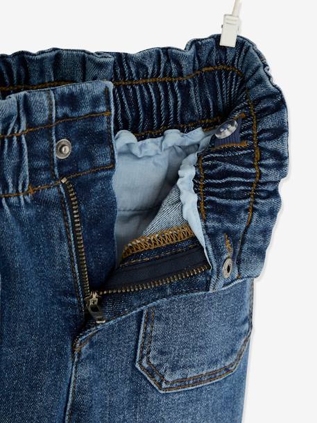 Mädchen Jeans, Paperbag-Stil - blue stone+schwarz - 7