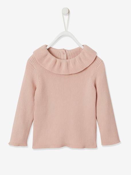 Baby Pullover mit Kragen - bronze+rosa - 5