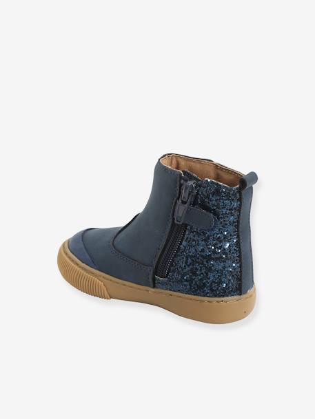 Mädchen Baby Boots mit Reißverschluss - marine glanzeffekt - 3