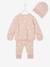 Baby Strick-Set: Leggings, Mütze & Pullover mit Fäustlingen - hellgrau meliert+rosa - 13