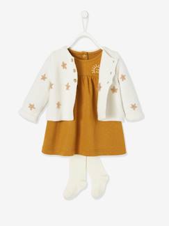 Babymode-Kleider & Röcke-Baby-Set: Strickjacke, Kleid & Strumpfhose