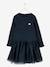 Festliches Mädchen Kleid, Materialmix - nachtblau+ziegel - 1