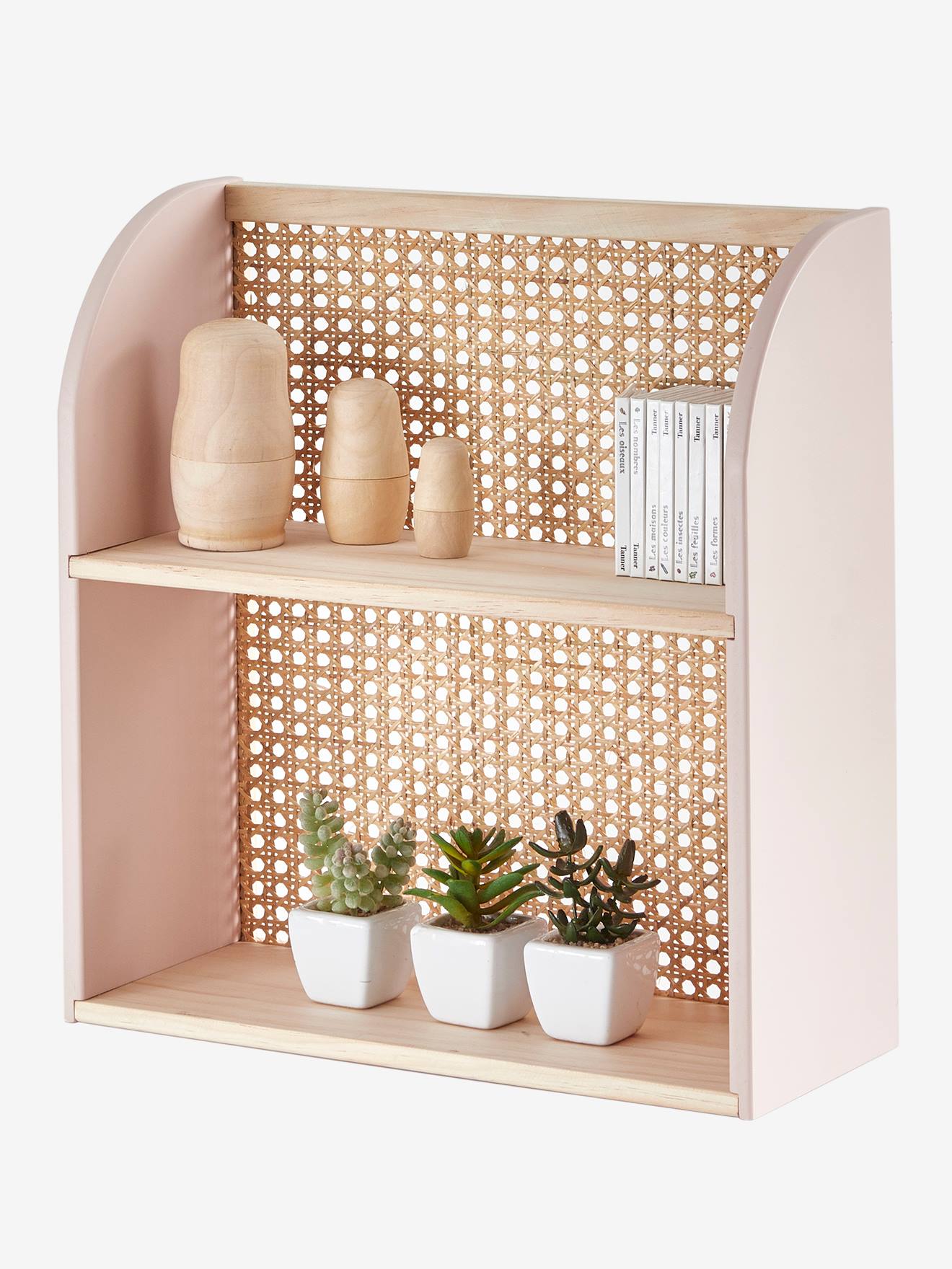 Vertbaudet Wandregal Mit Rattan Poesie Kinderzimmer Rosa/Braun Einheitsgröße