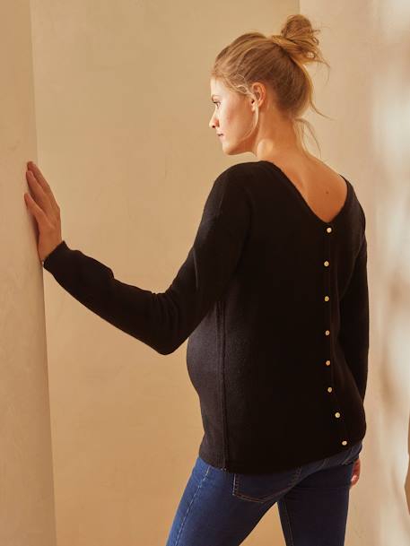Pullover für Schwangerschaft & Stillzeit - grau+lachsfarben+schwarz - 19