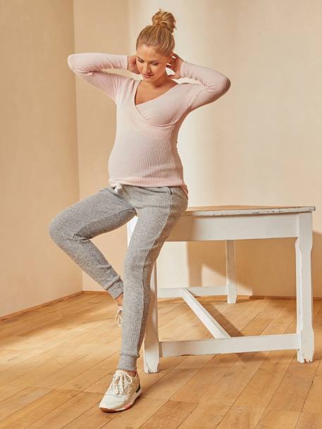 2-teiliges Loungewear-Set, Schwangerschaft und Stillzeit - grau/rosa - 1