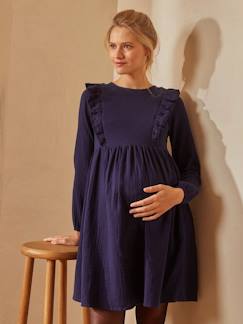 Umstandsmode-Stillmode-Kleid für Schwangerschaft und Stillzeit, Musselin