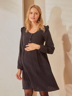 Umstandsmode-Umstandskleider-Kurzes Kleid für Schwangerschaft & Stillzeit, Musselin