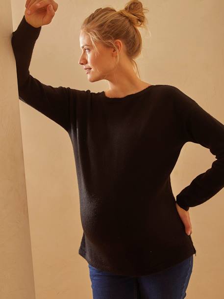 Pullover für Schwangerschaft & Stillzeit - grau+lachsfarben+schwarz - 21