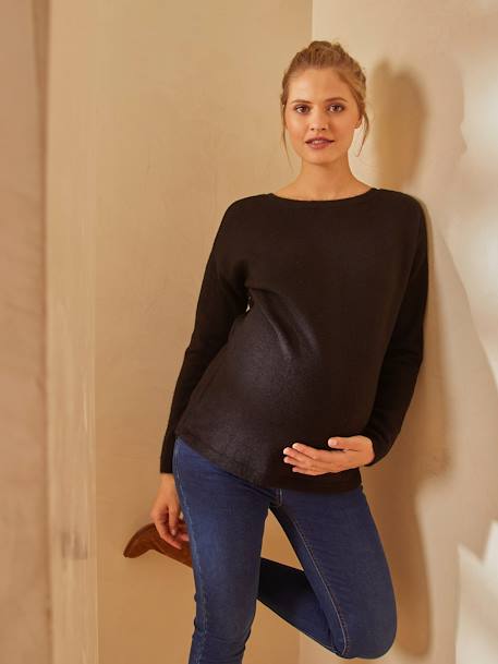 Pullover für Schwangerschaft & Stillzeit - grau+lachsfarben+schwarz - 17