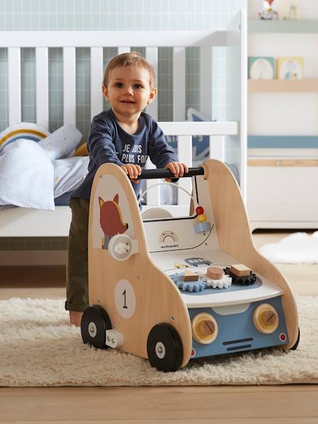 Baby Lauflernwagen mit Bremse, Holz FSC - mehrfarbig - 5
