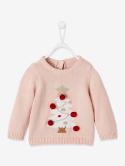 Babymode-Baby Weihnachtspullover, Tannenbaum mit Pompons
