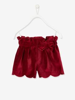 Maedchenkleidung-Mädchen Shorts aus Samt mit Zierschleife