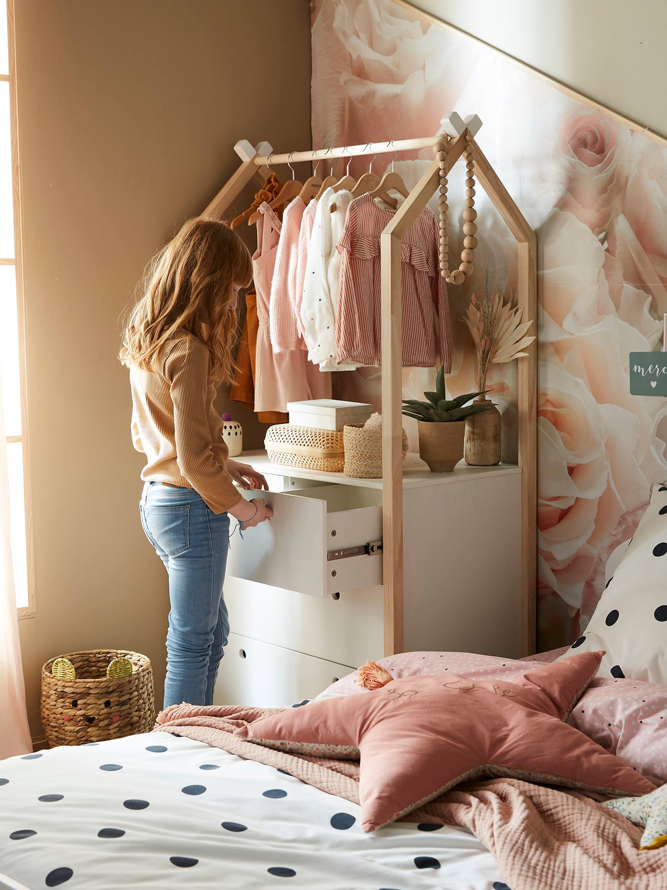 Vertbaudet Garderoben-Kommode Haus Tiefe 52Cm Kinderzimmer Weiß/Braun Einheitsgröße