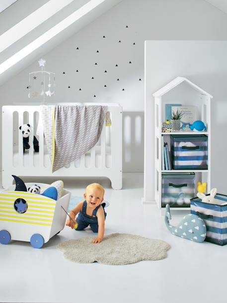 Kinderzimmer Teppich „Wolke“ - blau+hellgrau+senfgelb - 9