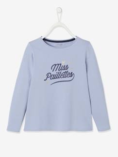 Maedchenkleidung-Shirts & Rollkragenpullover-Mädchen Shirt mit Message-Print, Glanzdetails BASIC Oeko-Tex