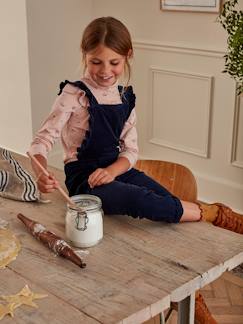 Festliche Kinderkleidung-Maedchenkleidung-Mädchen Cord-Latzhose mit Rüschen