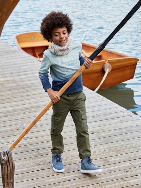 Jungen Cargohose mit Dehnbund OEKO-TEX®, Bundweite verstellbar dunkelkhaki+eisblau+graubeige 2