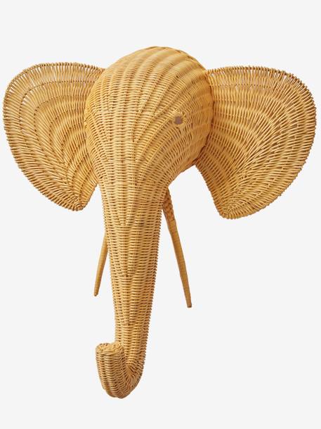 Rattan-Wanddekoration, Elefantenkopf - natur - 2