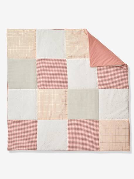 Baby Spieldecke „Girly Vichy“, Patchwork-Design - rosa/mehrfarbig bedruckt - 4