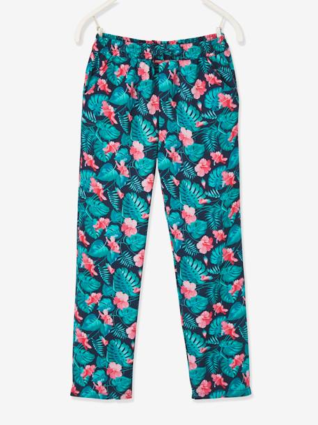 Mädchen-Set: Hose & T-Shirt Oeko-Tex - gelb+koralle+nachtblau+türkis bedruckt+smaragdgrün - 15
