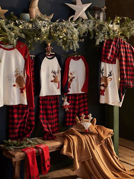 Capsule Kollektion: Damen Weihnachts-Schlafanzug - wollweiß/rot/kariert - 4