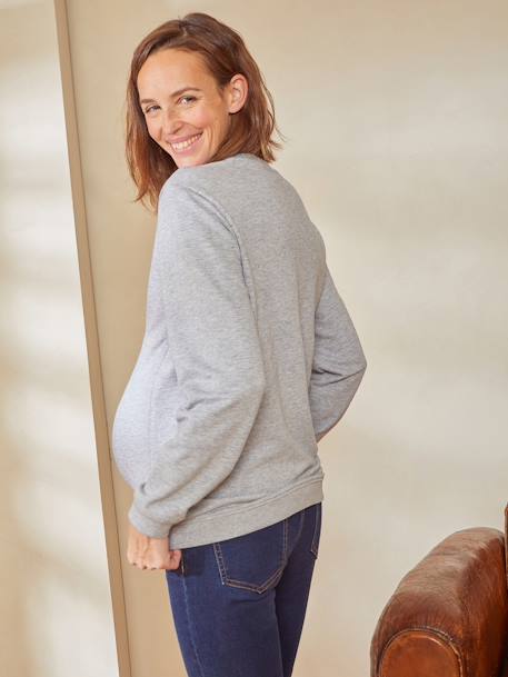 Sweatshirt für Schwangerschaft und Stillzeit - beige meliert+grau meliert - 12