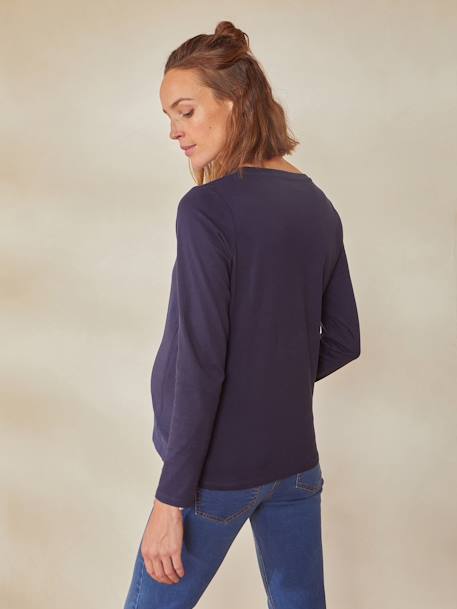 Bio-Kollektion: Shirt mit Schriftzug, Schwangerschaft & Stillzeit - blaugrau+grün - 2