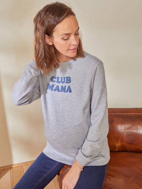 Sweatshirt für Schwangerschaft & Stillzeit Oeko-Tex - beige meliert+grau meliert - 12