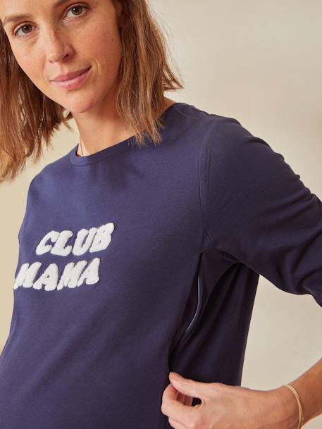 Bio-Kollektion: Shirt mit Schriftzug, Schwangerschaft & Stillzeit - blaugrau+grün - 2