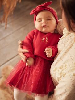 -Weihnachtliches Baby Set: Kleid, Haarband und Strumpfhose