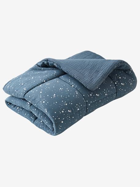 Bio-Kollektion: Gesteppte Baby Musselin-Decke „Kometen“ - blau+zartrosa - 4