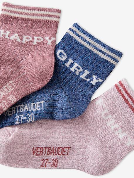 3er-Pack Mädchen Socken mit Schriftzug Oeko-Tex - pack altrosa/blau - 2