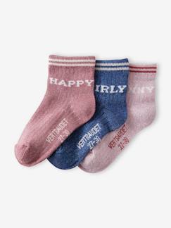Maedchenkleidung-Unterwäsche, Socken, Strumpfhosen-3er-Pack Mädchen Socken mit Schriftzug Oeko-Tex