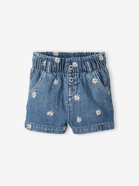Baby Shorts, Blumen-Stickerei - blue stone - 2