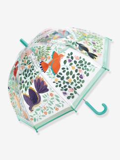 Reisespiele-Transparenter Kinder Regenschirm ,,Blumen und Vögel" DJECO