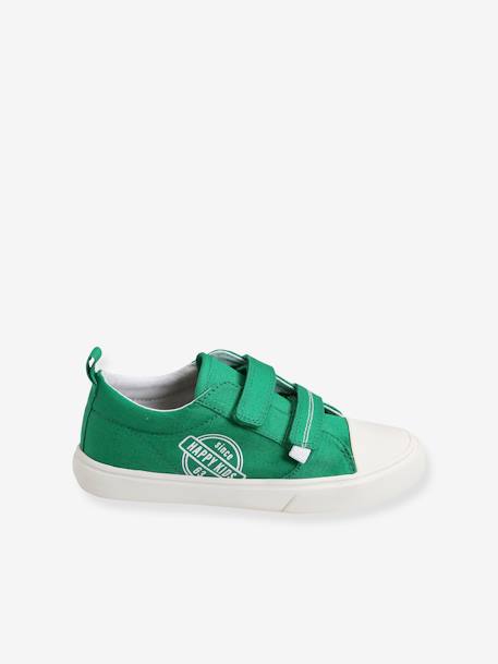 Jungen Stoff-Sneakers mit Klettverschluss - grün+marine/grau - 2