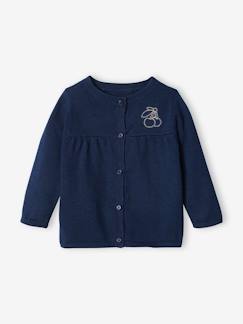 Babymode-Pullover, Strickjacken & Sweatshirts-Mädchen Baby Strickjacke, Kirsche BASIC