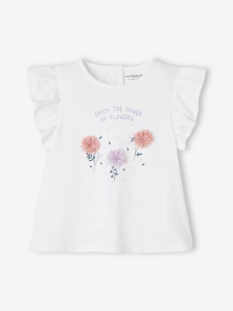Mädchen Baby T-Shirt, 3D-Blumen Oeko Tex - altrosa+weiß - 11