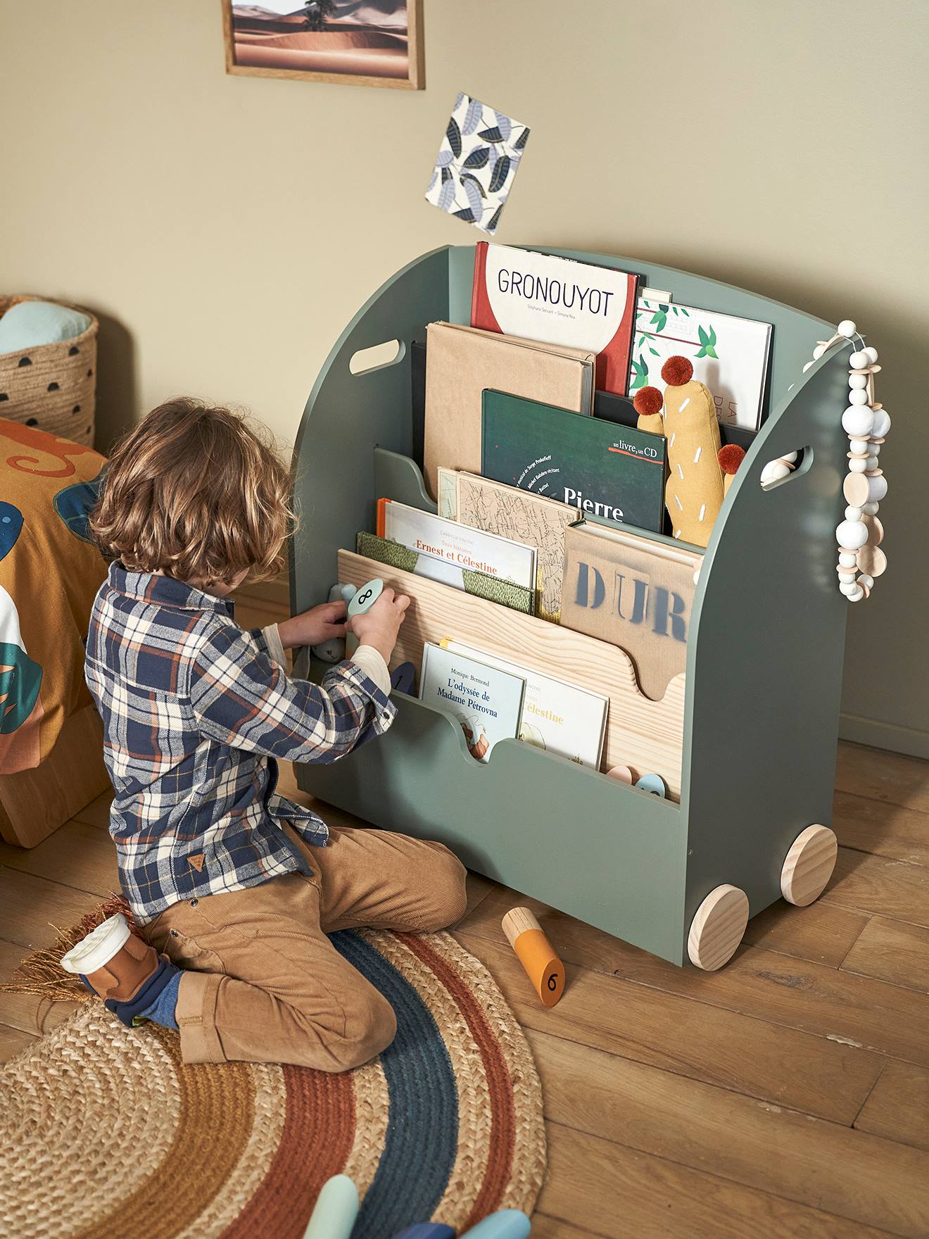 Kinderzimmer Bücherregal mit Rollen SCHOOL