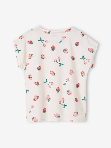 Mädchen T-Shirt - khaki+weiß/rot+wollweiß+zartrosa/kirschen+erdbeeren - 19