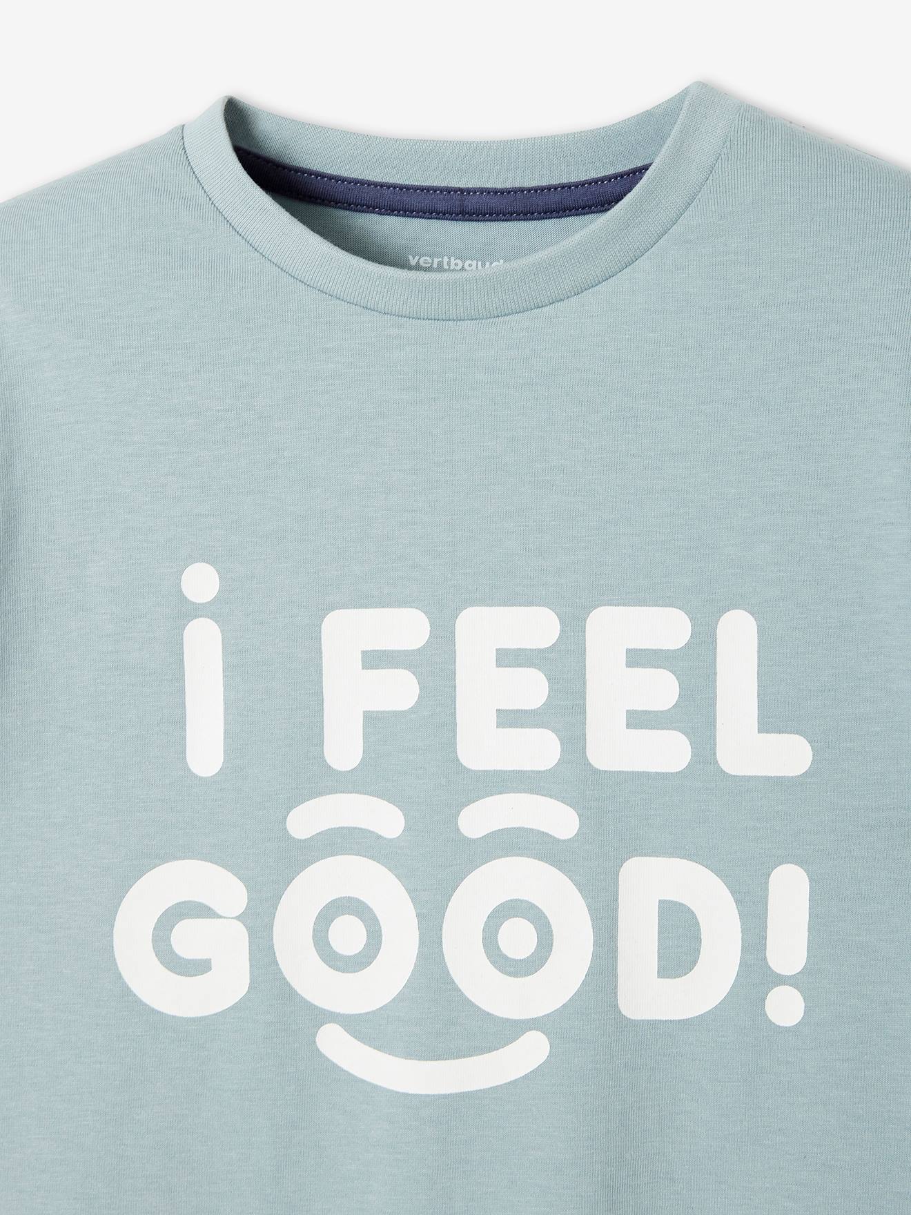 Vertbaudet Jungen T-Shirt Basic Mit Print – Blau, 100% Baumwolle, Kurzarm