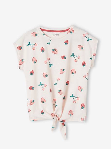 Mädchen T-Shirt - khaki+weiß/rot+wollweiß+zartrosa/kirschen+erdbeeren - 18