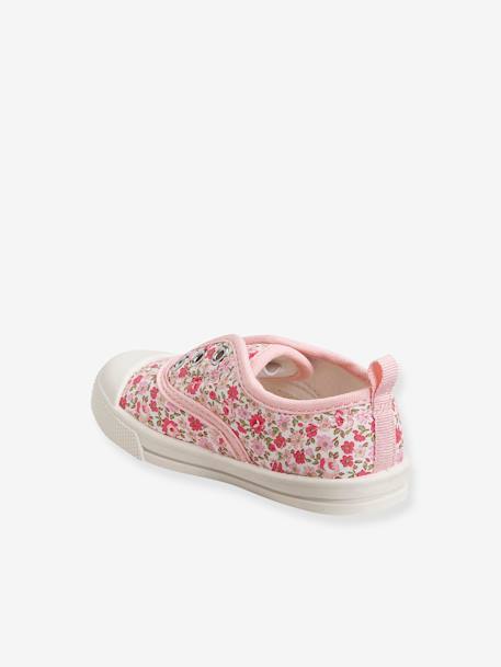 Mädchen Baby Stoff-Sneakers mit Gummizug - blau bedruckt/herzen+rosa blumen - 8