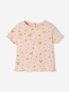 Babymode-Shirts & Rollkragenpullover-Shirts-Geripptes Baby T-Shirt mit Blumenprint