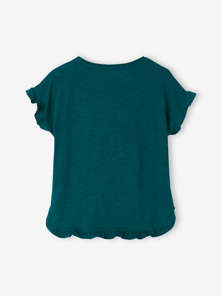 Mädchen T-Shirt mit Pailletten-Print und Volants Oeko-Tex - altrosa+aqua+grün+hellrosa - 11
