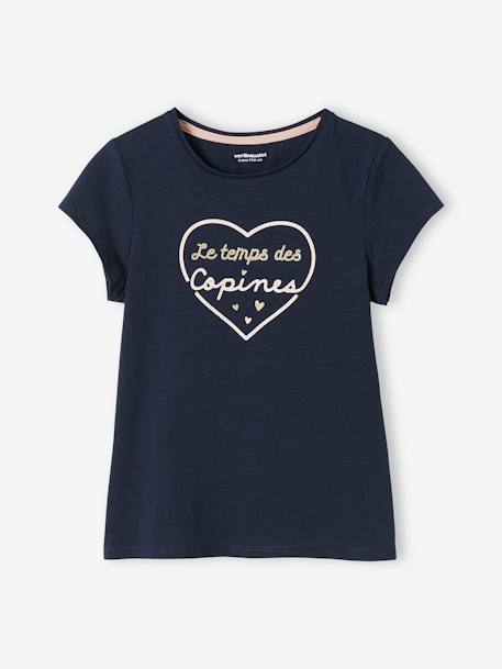 Mädchen T-Shirt, Message-Print BASIC Oeko-Tex - gelb+koralle+marine+rosa+weiß - 7