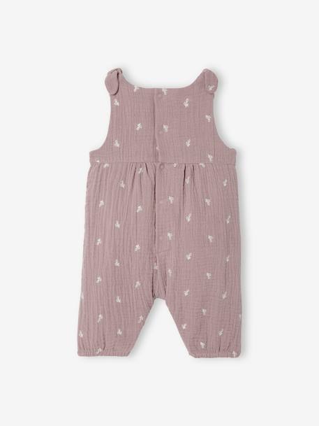 Baby Mädchen Overall, bestickte Motive - graugrün bedruckt+rosa bedruckt+violett - 13